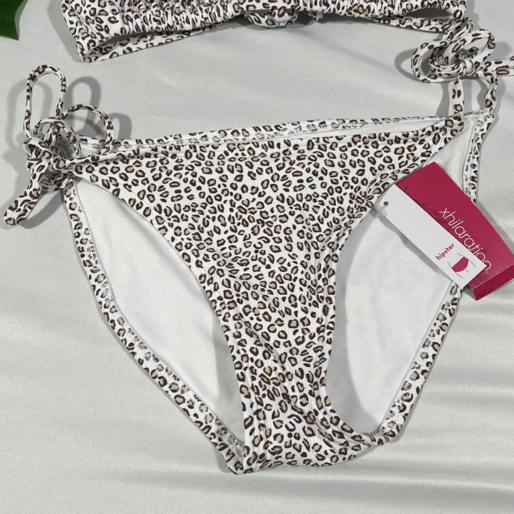 NWT Xhilaration Leopard Ribbed Top [ M‎ ] + String Bikini Bottom [ S ]